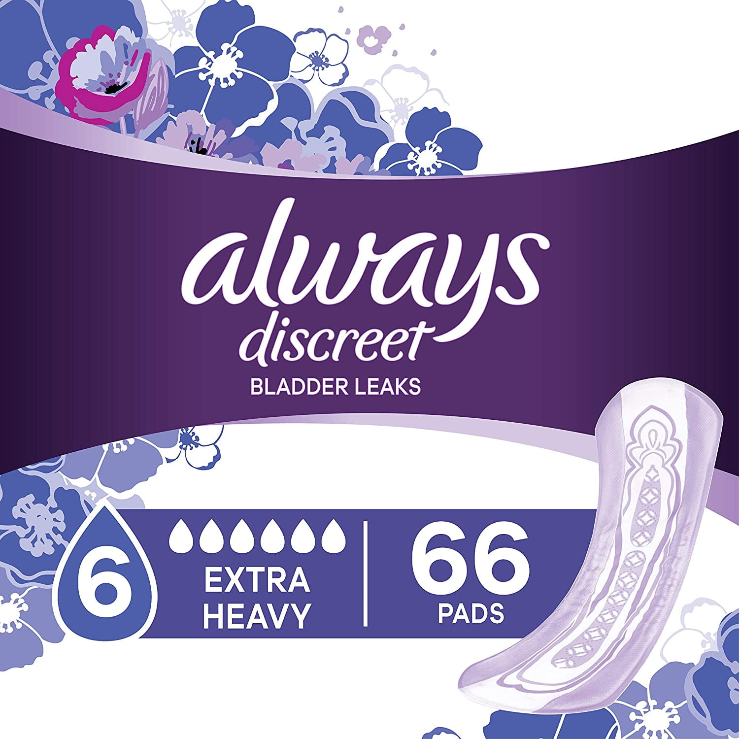 Always Discreet Boutique Incontinence Pads, Extra Heavy Absorbency, Long  Length, 40 Count 