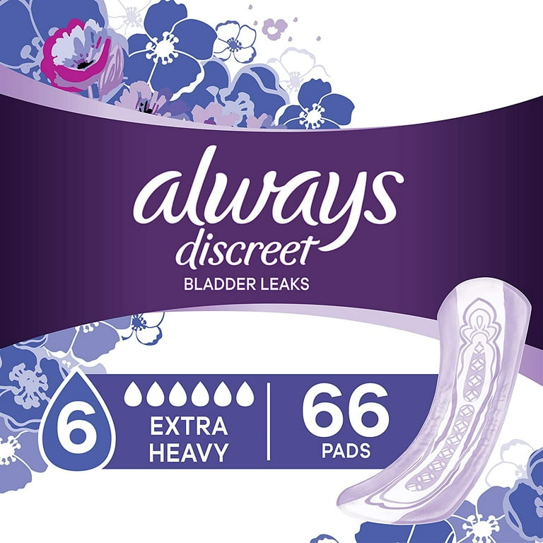 Always Discreet Absorbent Incontinence Pads for Women, 66 Total