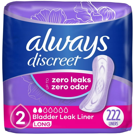 Always Discreet Incontinence Panty Liners, 2, Very Light, 222 count