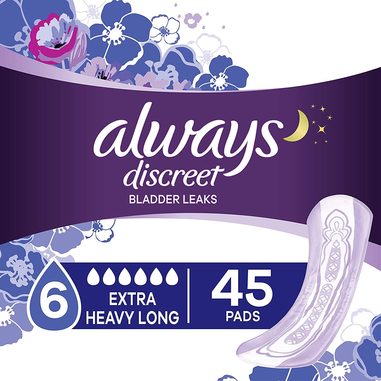 Always Discreet Incontinence Pads Plus Ultimate Night X12, Toiletries