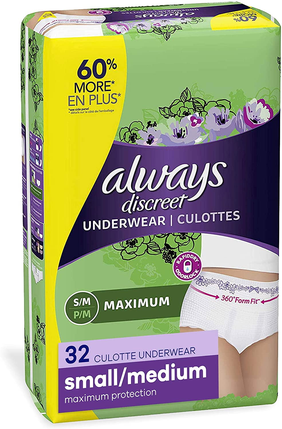 Depend Fresh Protection Adult Incontinence Underwear for Men, Maximum, S/M,  Grey, 44Ct