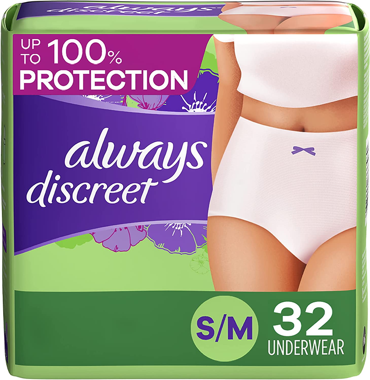 Depend Adult Incontinence/Postpartum Underwear for Women, Max Absorbency M  (22 ct) Pink