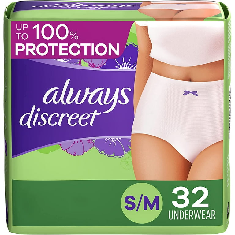 Always Discreet Boutique Adult Incontinence & Postpartum Underwear For  Women, High-Rise, Size Small/Medium, Rosy, Maximum Absorbency, Disposable,  20 Count - Yahoo Shopping