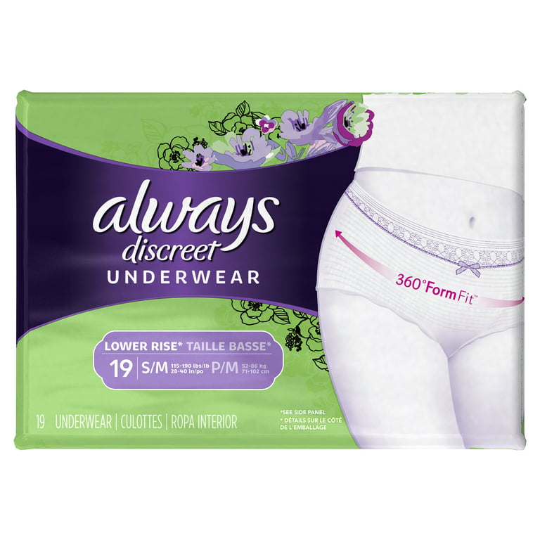 Always Discreet, Incontinence Underwear for Women, Low Rise