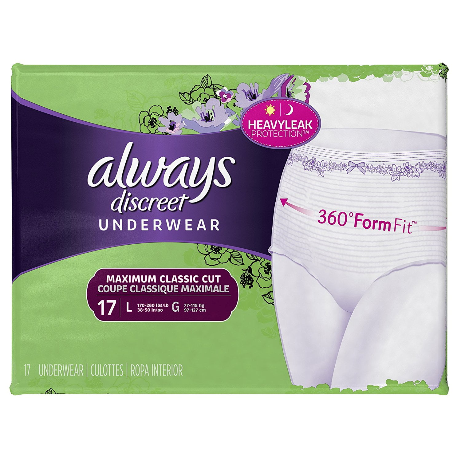 DAFI Menstrual Period & Postpartum Incontinence Underwear for Women, 48  Count/Large Overnight Disposable Briefs, Teen Leak-Proof Panty Style Pad 