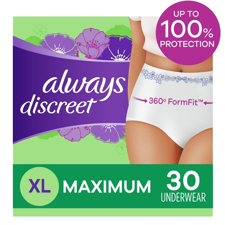 Always Discreet, XL 30 Ct, Maximum Absorbency Incontinence Always Discreet, XL 30 Ct, Maximum Absorbency Incontinence