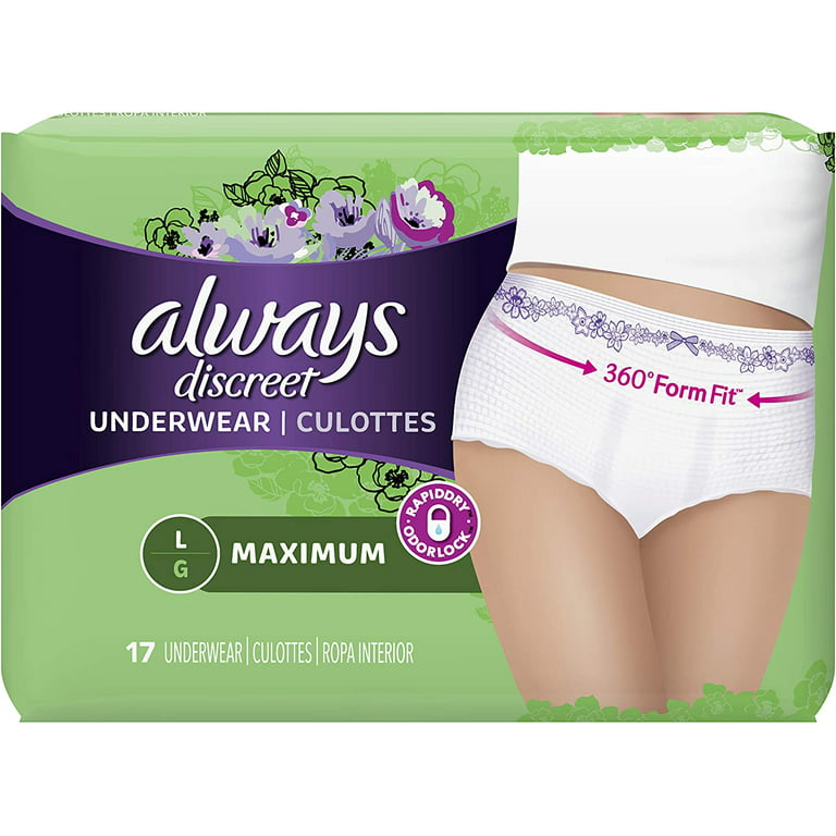 Discreet culottes d'incontinence maximum pour femmes, très très grande, 13  unités – Always : Incontinence