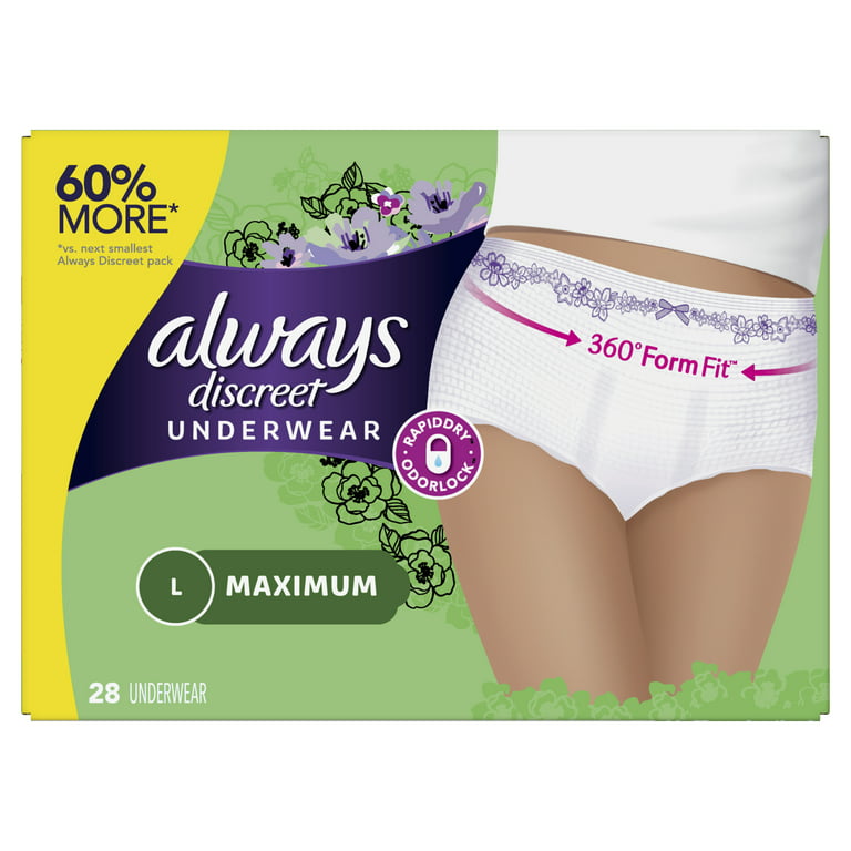 Always Discreet Max Protection Incontinence Underwear, Large, 28 ct