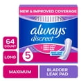 thumbnail image 1 of Always Discreet Pads, Maximum Absorbency, Long, 64 Count, 1 of 14