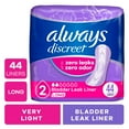 thumbnail image 1 of Always Discreet Incontinence Panty Liners for Bladder Leaks, Size 2, Very Light Absorbency, Long Length, 44 Count, 1 of 10