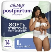 Always Discreet Postpartum and Adult Incontinence Underwear for Women, Size L, Maximum Protection, 14 CT