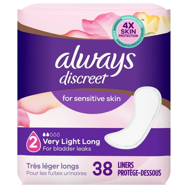 Always Discreet Sensitive Skin Liners, Light Long Absorbency, Long Length 38.0 ea