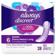 Always Discreet Size 6 Incontinence Pads For Women - Extra Heavy Long Length -- 28 Pads