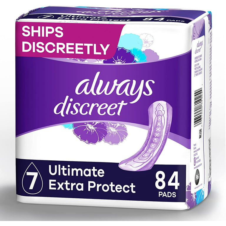 Always Discreet Ultimate Extra Protect Postpartum Incontinence Pads,  Ultimate Absorbency, 42 Count, Pack of 2 (84 Count Total)