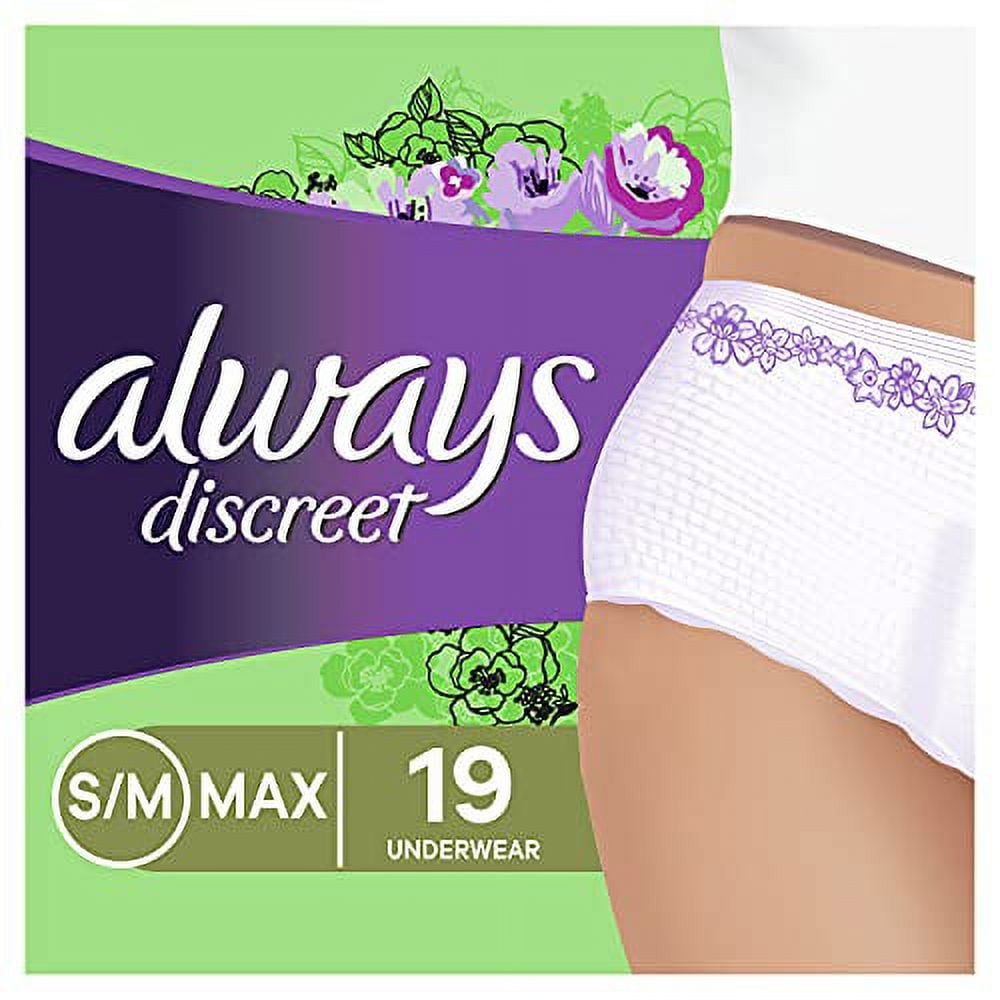 Always Discreet Underwear for Women Maximum Protection Small, 19 Count, 6  Pack 