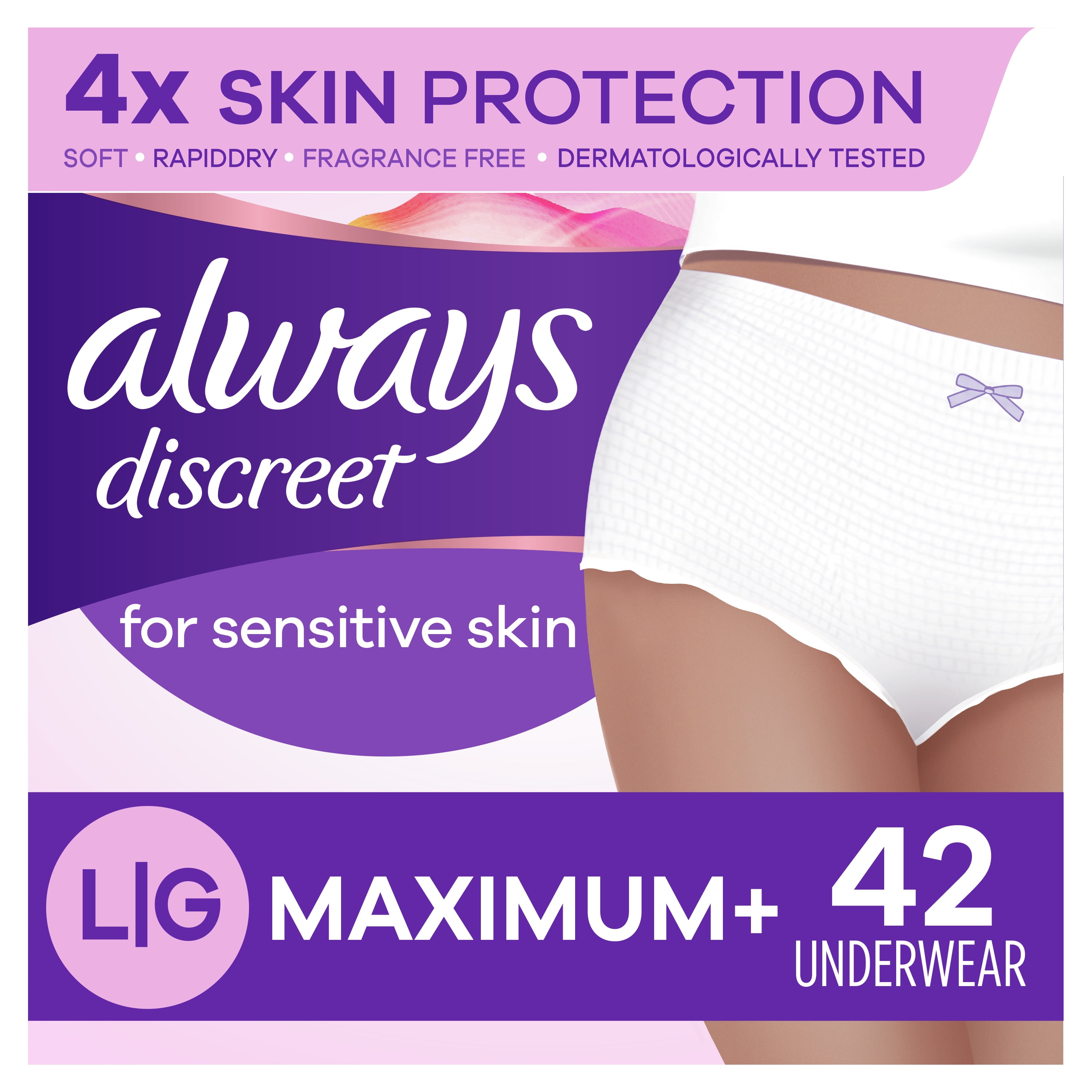 Always Discreet for Sensitive Skin Underwear L Maximum Plus Absorbency, 42  Count