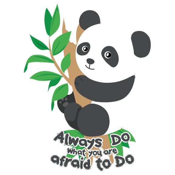 Always Do What You Are Afraid To Do - 20" x 26" Kids Bedroom Motivational Quotes Lettering Art DÃ©cor Young Panda Bear Animal Design Removable Home Living Room Wall Decal Sticker