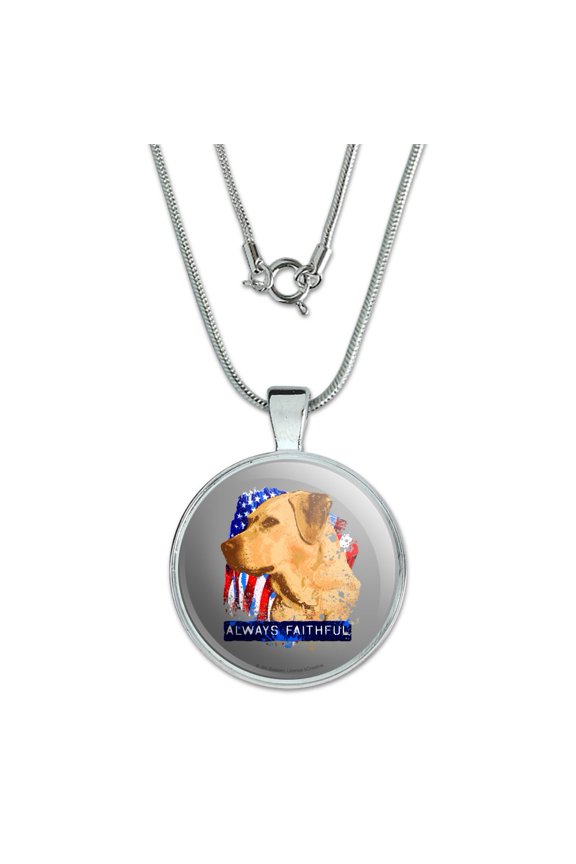 Always Faithful Yellow Lab Labrador Hunting Dog 1" Pendant with Sterling Silver Plated Chain