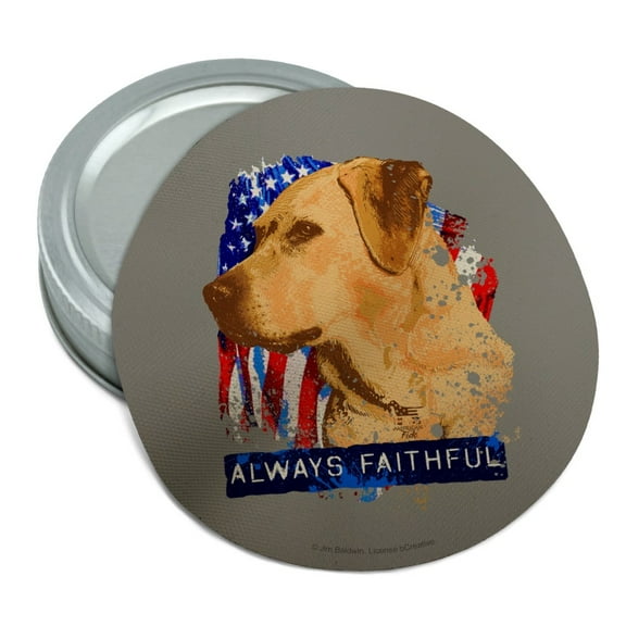 Always Faithful Yellow Lab Labrador Hunting Dog Round Rubber Non-Slip Jar Gripper Lid Opener