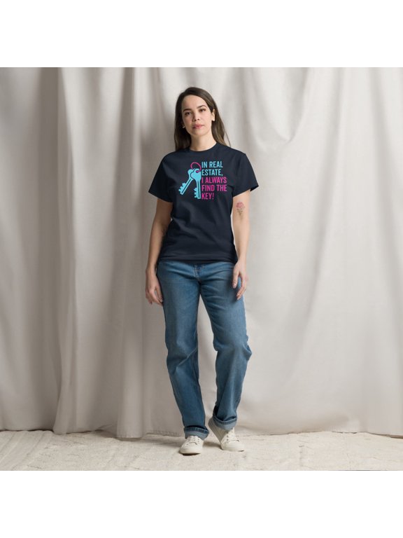 Always Find Key Real Estate Agent Broker Salesperson Realtor Graphic classic tee (Navy, L)