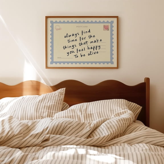 Always Find Time Postcard Blue Retro Positive Wall Art Affirmation Happy Home Decor Decorative Accent For Unframed Paper Print