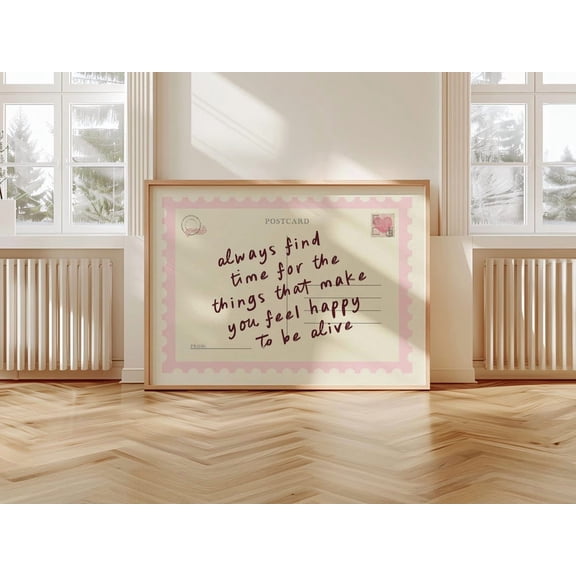 Always Find Time Postcard Retro Positive Wall Art Affirmation Happy Home Decor Decorative Accent For Unframed Paper Print