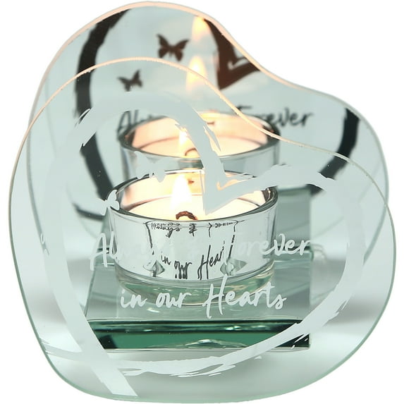 Always & Forever - 4" x 3.75" Mirrored Glass Candle Holder