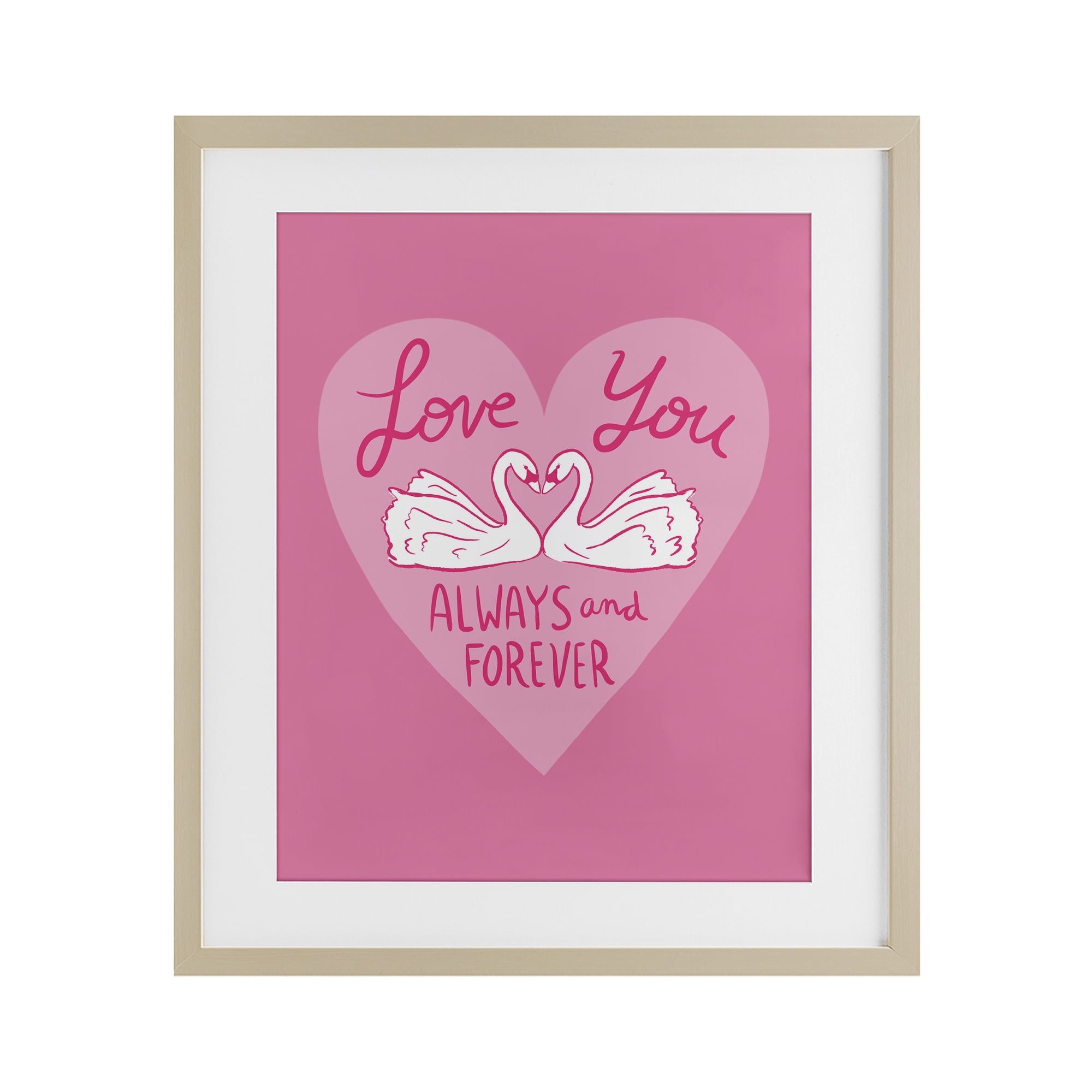 Always & Forever Swans Birch Framed Print Under Glass, design by Juliet Meeks