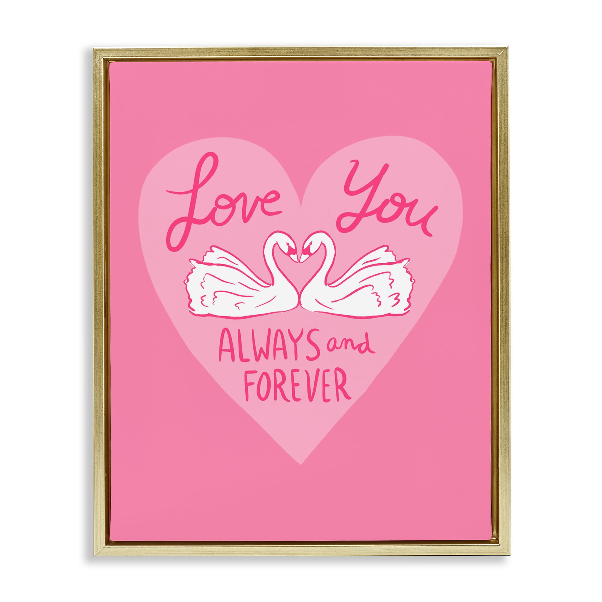 Always & Forever Swans Gold Framed Floater Canvas Wall Art, design by Juliet Meeks