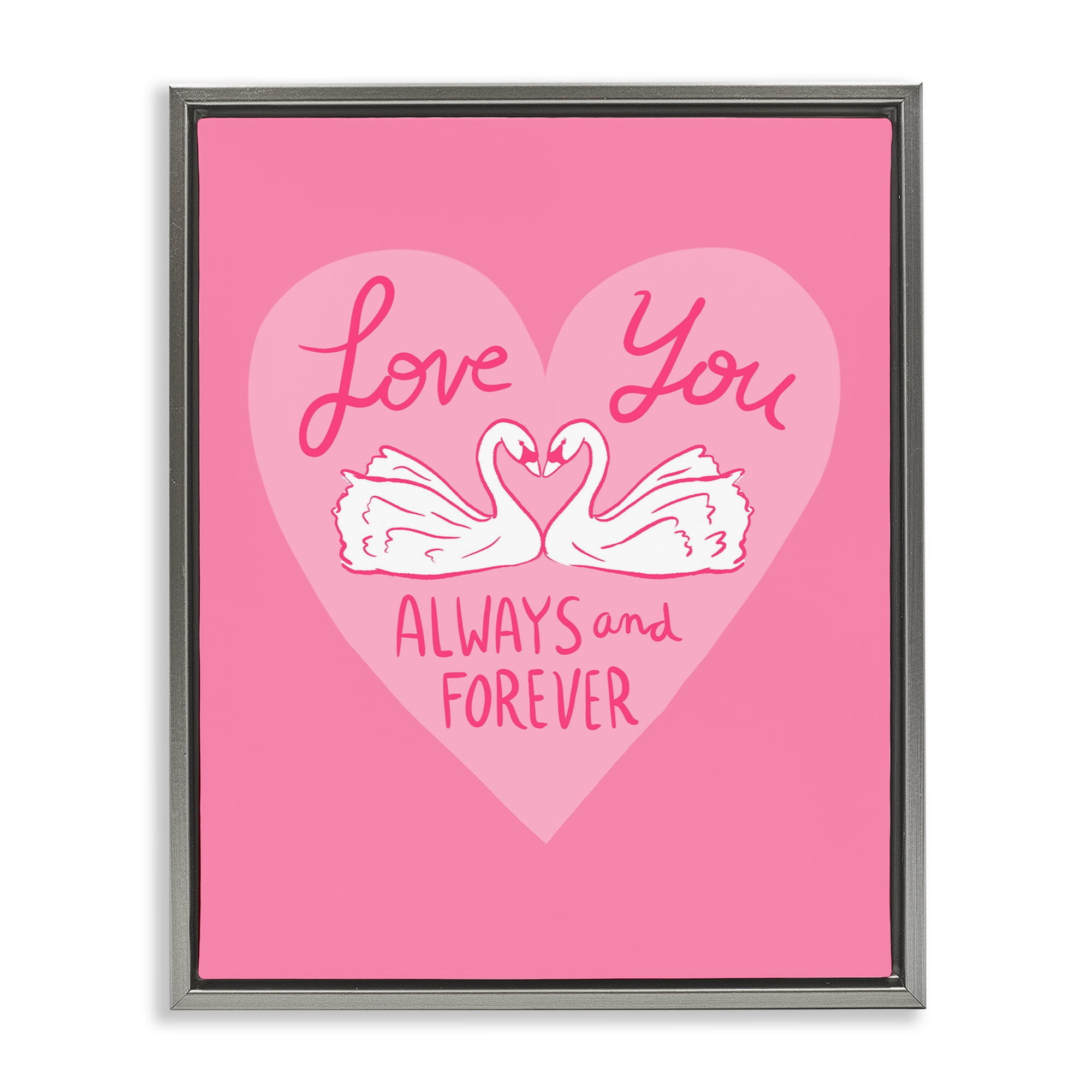 Always & Forever Swans Gray Framed Floater Canvas Wall Art, design by Juliet Meeks
