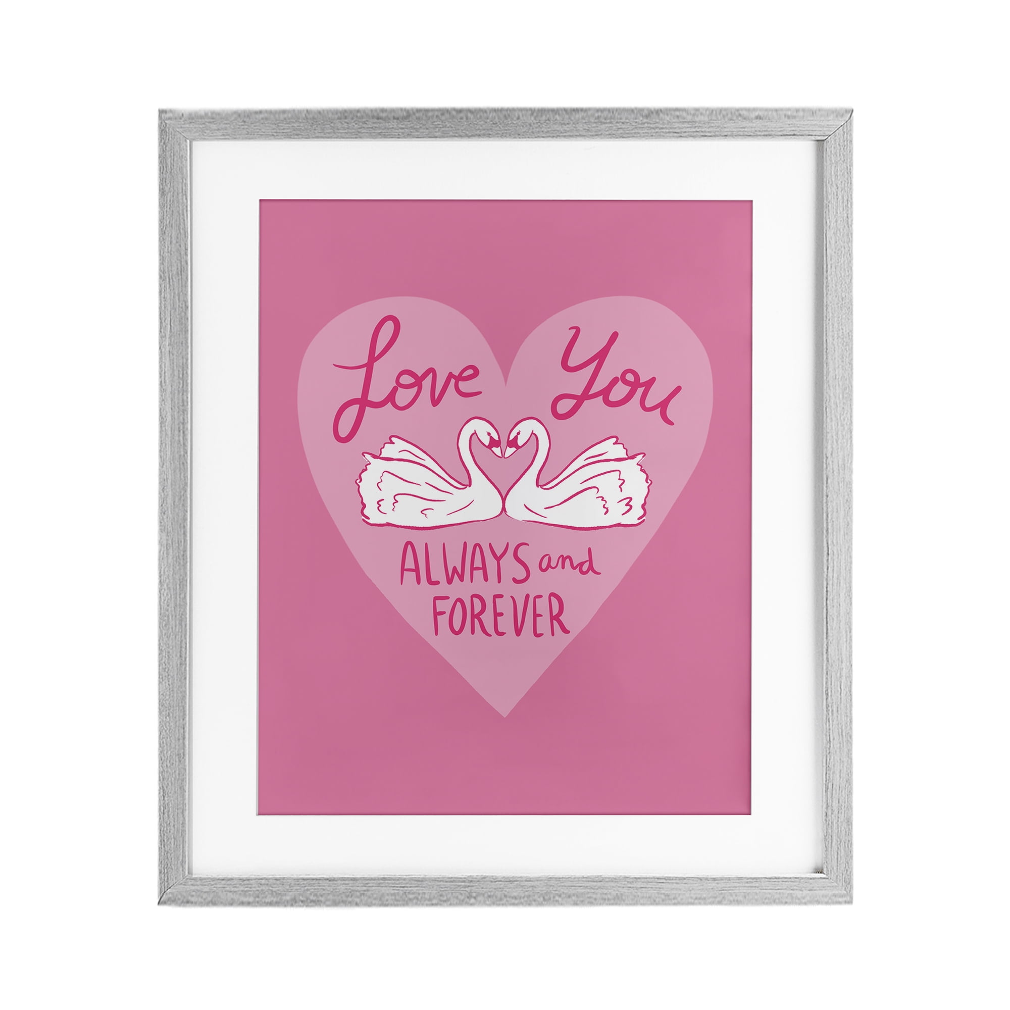 Always & Forever Swans Gray Framed Print Under Glass, design by Juliet Meeks