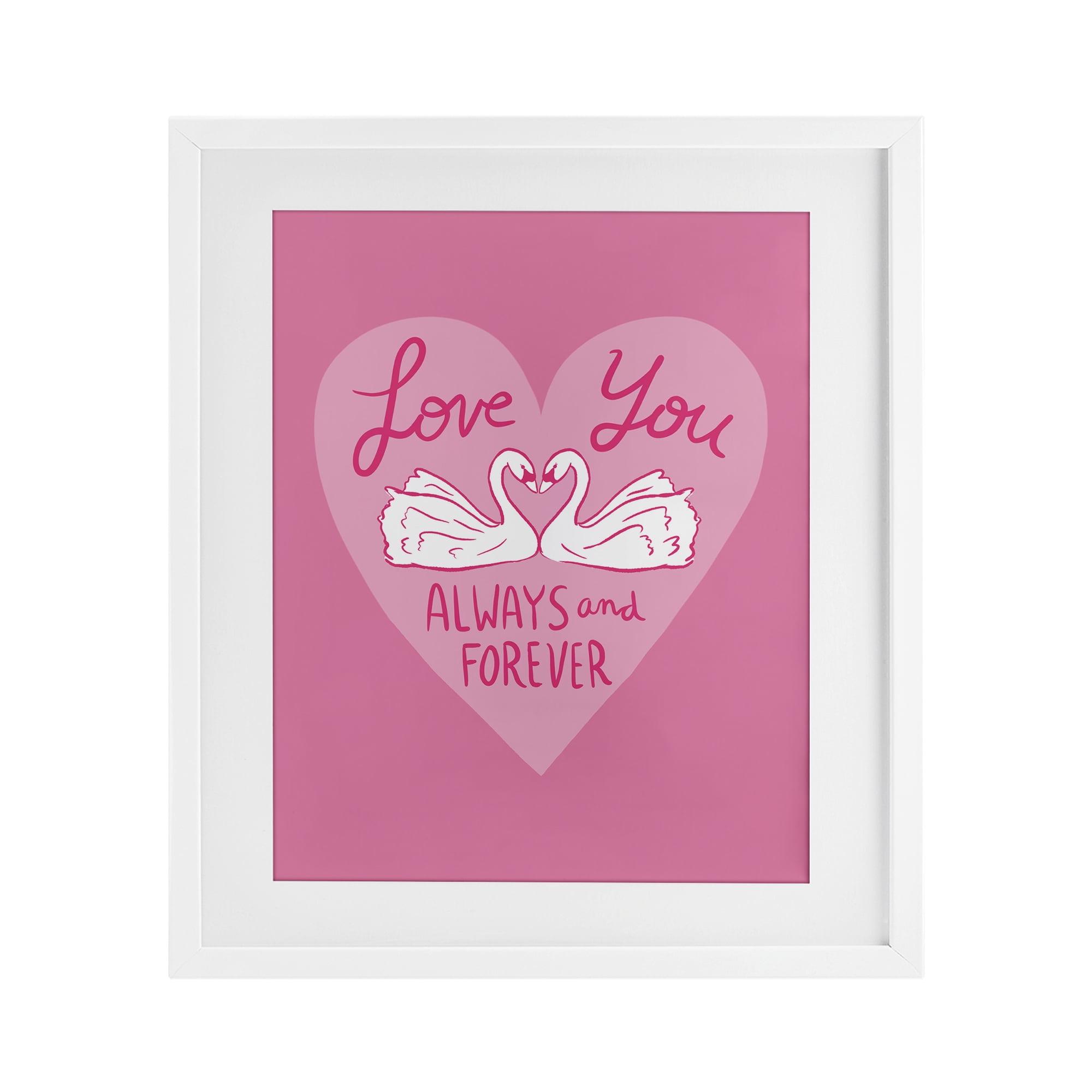 Always & Forever Swans White Framed Print Under Glass, design by Juliet Meeks