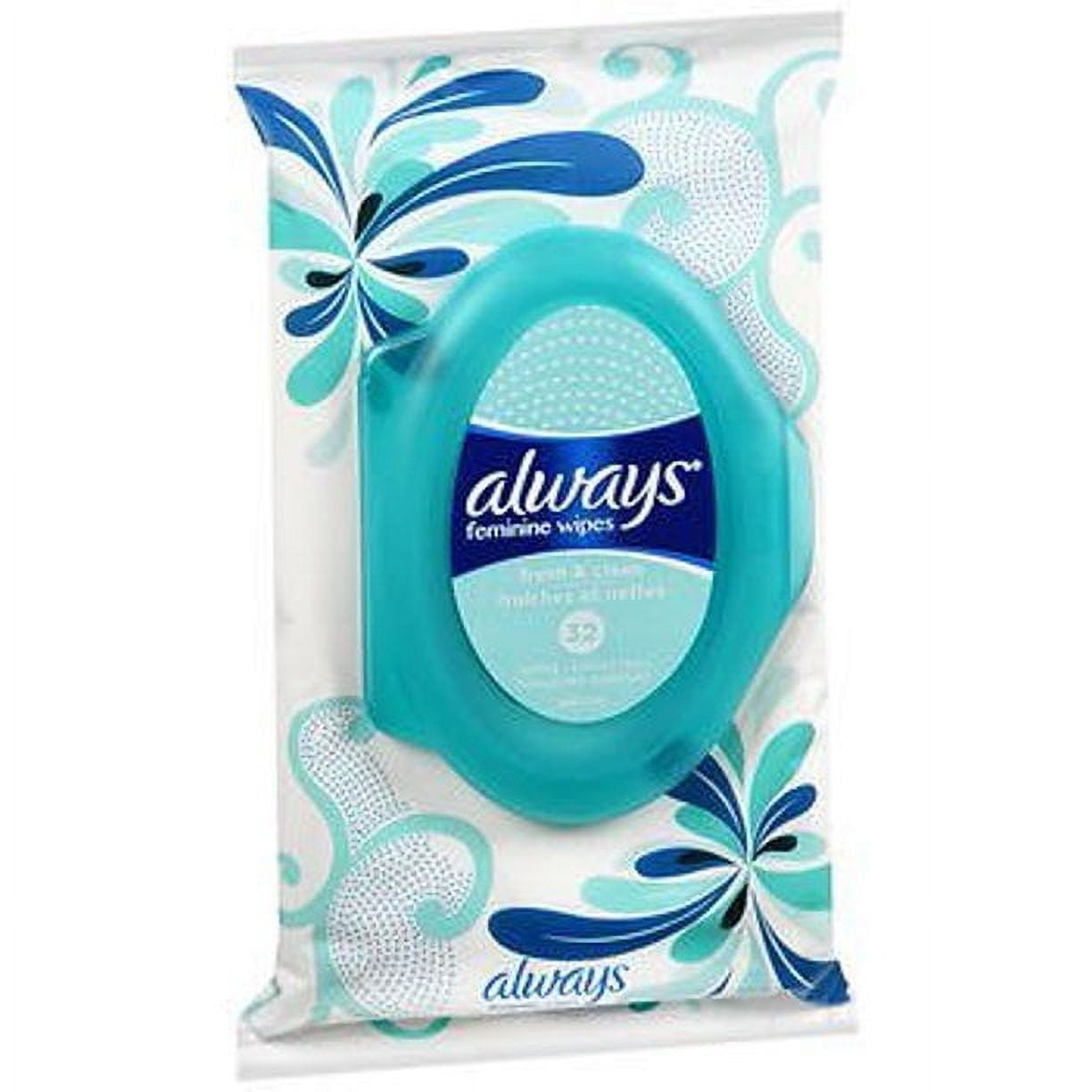 Always Fresh & Clean Feminine Wipes - 32 Count, Pack of 6