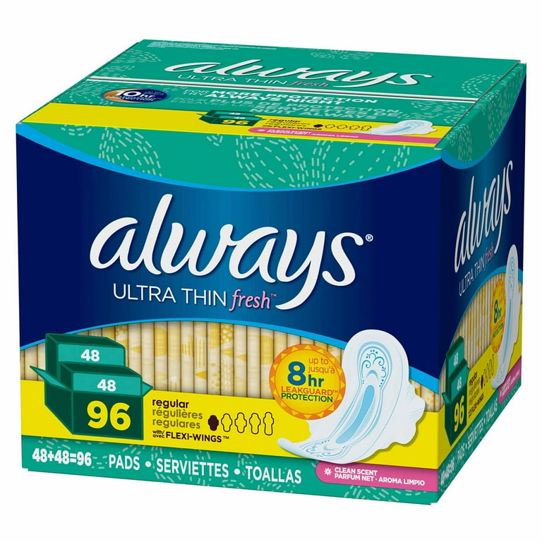 Product of Always Fresh Clean Scent Ultra Thin Regular Pads with