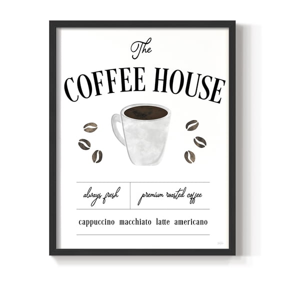 Always Fresh Coffee House in Paper Solid Wood 22 x 28 Framed Print