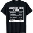 thumbnail image 1 of Always Give 100% At Work Monday - Friday T-Shirt, 1 of 3
