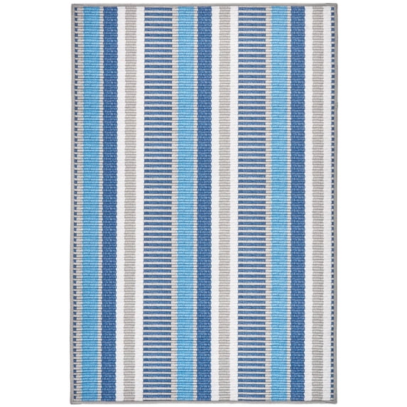 Dash & Albert Always Greener Machine Washable Rug, 2' x 3', Blue/Grey