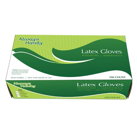 Always Handy Latex Powder Free Gloves, Small, 100 Count (Pack of 1)