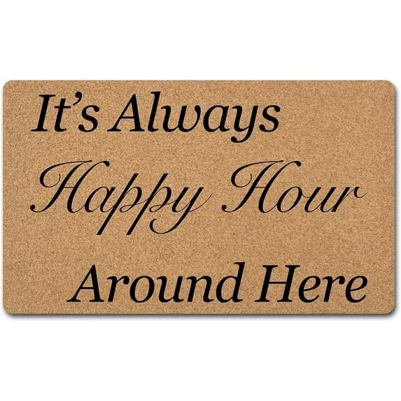 It's Always Happy Hour Around Here Mats for Front Door Entry Front Porch Doormat Non-Slip Carpet Rugs Floor Mat Decorative for Home Bathroom Kitchen Indoor 16x24 Inch