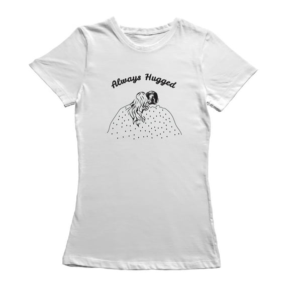 Always Hugged Love Romantic Graphic Women White T-Shirt, Female x-Large