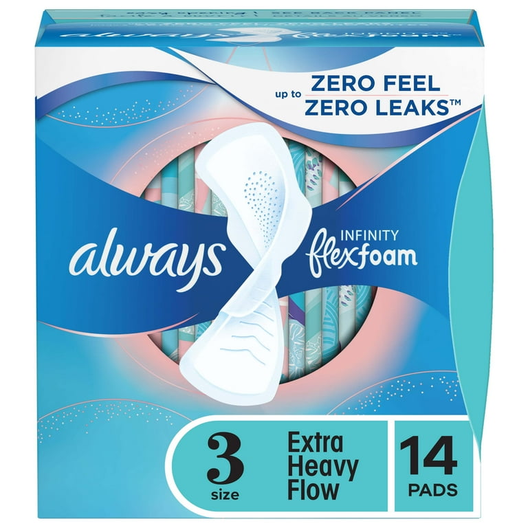 Always Infinity Feminine Pads with wings, Size 3, Extra Heavy Absorbency, Unscented, 14 Count Always Infinity Feminine Pads with wings, Size 3, Extra Heavy Absorbency, Unscented, 14 Count