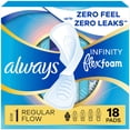 thumbnail image 1 of Always Infinity Feminine Pads, Size 1 Regular, with Wings, Unscented, 18 Count, 1 of 13
