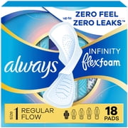 Always Infinity Feminine Pads, Size 1 Regular, with Wings, Unscented, 18 Count