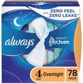 thumbnail image 1 of Always Infinity Feminine Pads for Women, Size 4 Overnight Absorbency, Multipack, with Flexfoam, with Wings, Unscented, 26 Count x 3 Packs (78 Count Total), 1 of 5