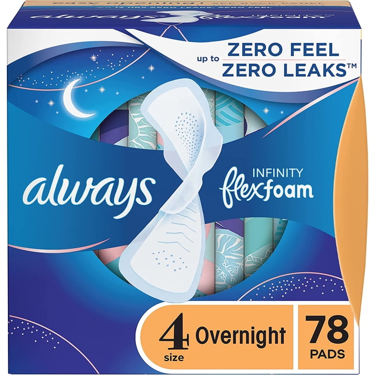 Always Infinity Feminine Pads, Size 4, Overnight Absorbency