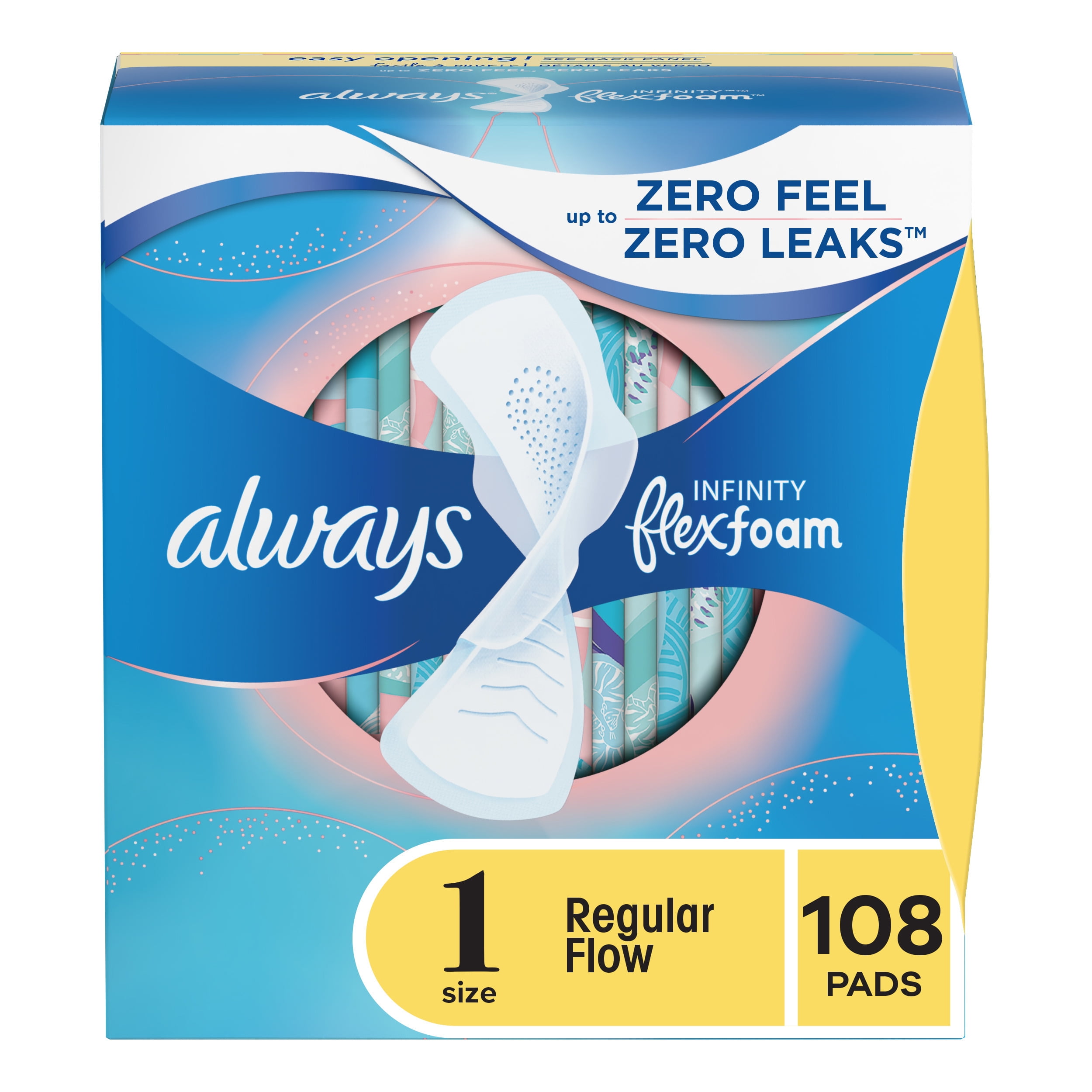 Always Pure Cotton With Flexfoam Pads For Women Size 1 Regular Absorbency  With Wings, 28 Count - 28 ea