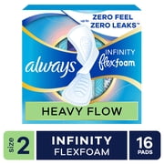 Always Infinity FlexFoam Pads, Size 2, Heavy, Wings, Unscented, 16 Count