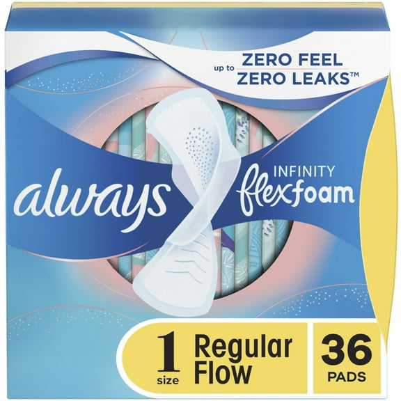 Always Infinity Pads, Size 1, Regular, with Wings, 36 Count