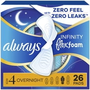 Always Infinity FlexFoam Pads, Size 4, Overnight, Wings, Unscented, 26 Count