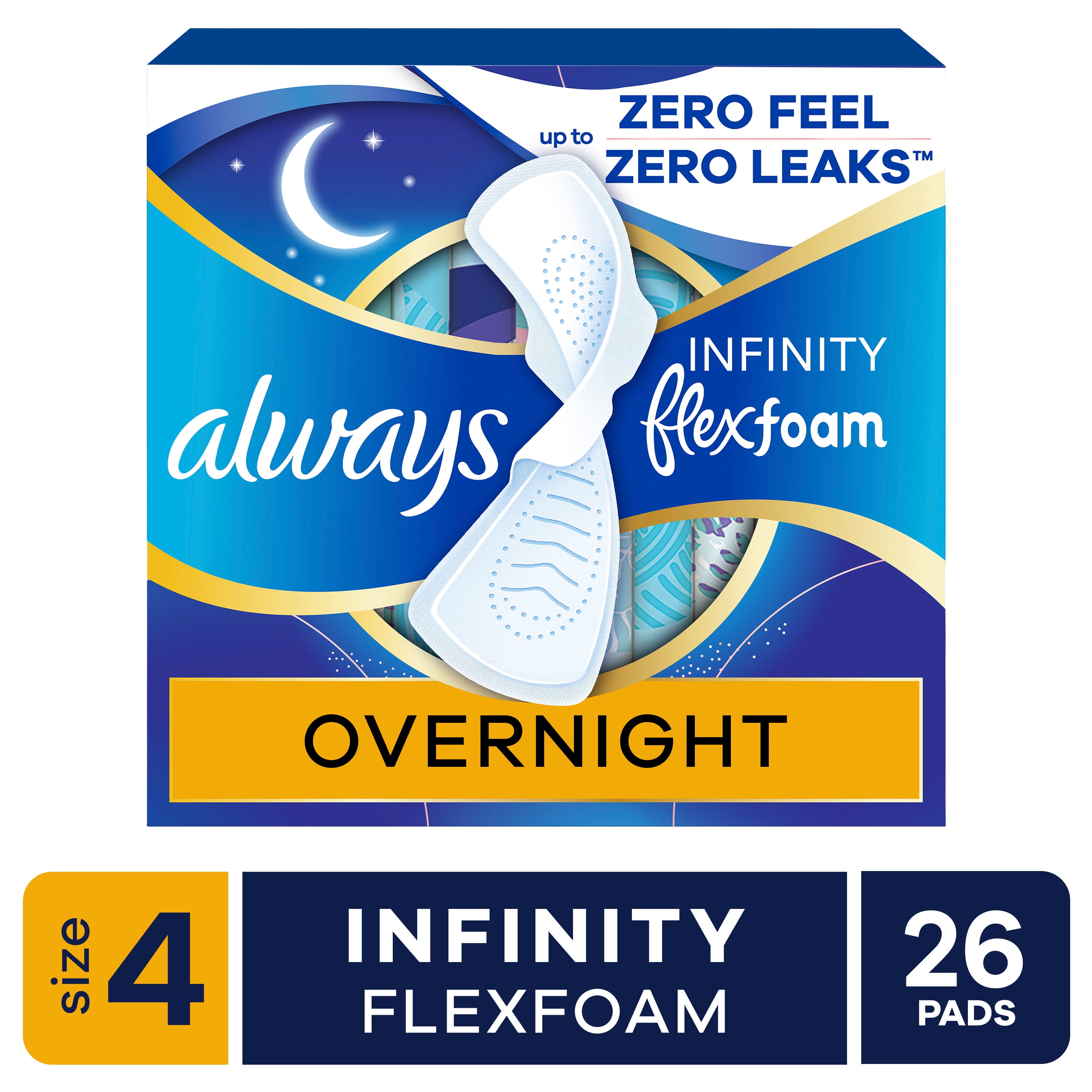 【さっちゃん】Always infinity flex foam 4箱 4 pack) Always Infinity FlexFoam Pads, Size 4, Overnight, Wings